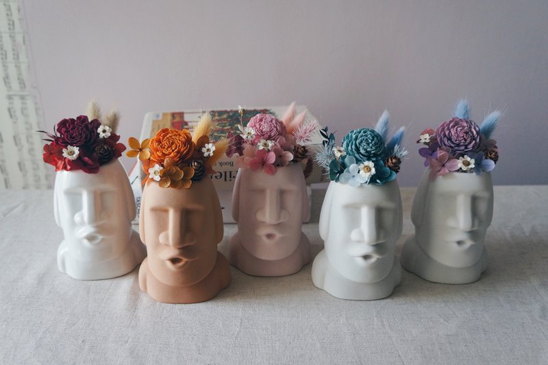 嘟嘴摩艾永生花 摩艾干燥花 情人节花礼 毕业花礼 - 植栽/盆栽 - 植物．花 