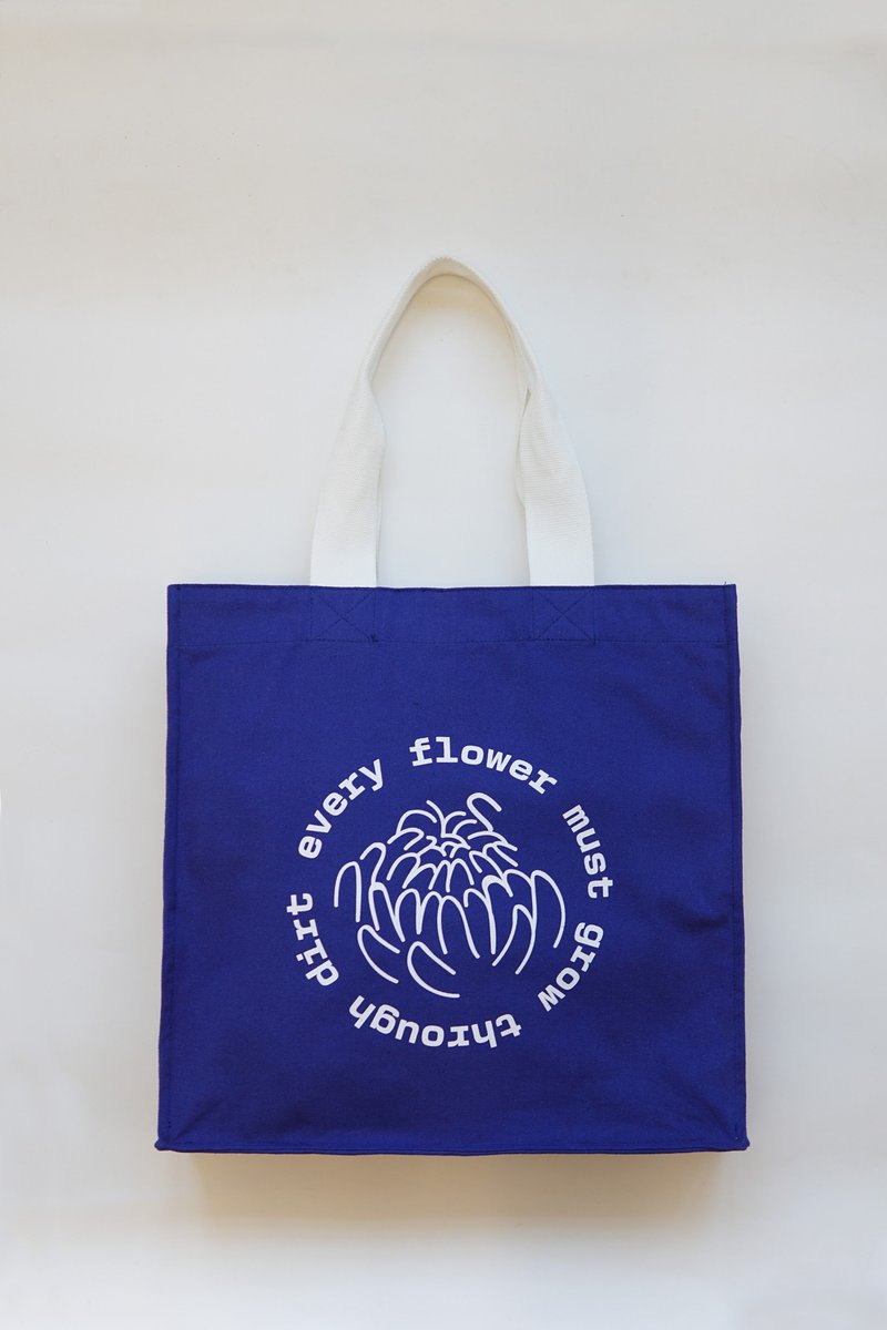 GOC Studio 印花图案帆布袋 手提袋 - 蓝色 - 手提包/手提袋 - 棉．麻 蓝色