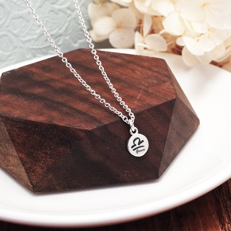 纯银刻字 十二星座 手绘风 925纯银项链 女生 生日礼物 情人节礼 - 手链/手环 - 纯银 银色