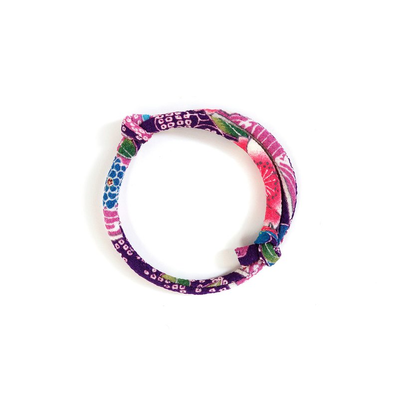 和风手链 日式手链 滑动绳结调节 紫色 粉色 KIZUNA - 手链/手环 - 其他材质 紫色