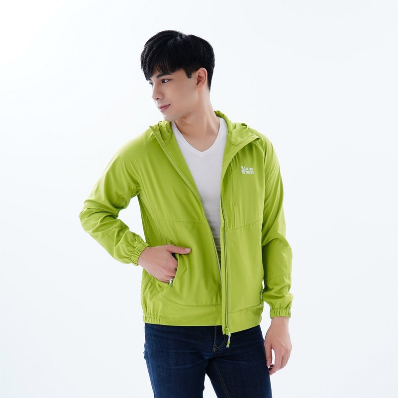 中性款防风防泼水抗UV反光连帽外套GJ10019绿色 - 男装外套 - 聚酯纤维 绿色