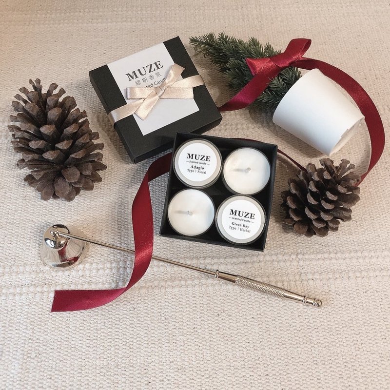 【交换礼物推荐】手工香氛蜡烛 茶蜡15g 四入优惠礼盒组 - 蜡烛/烛台 - 蜡 