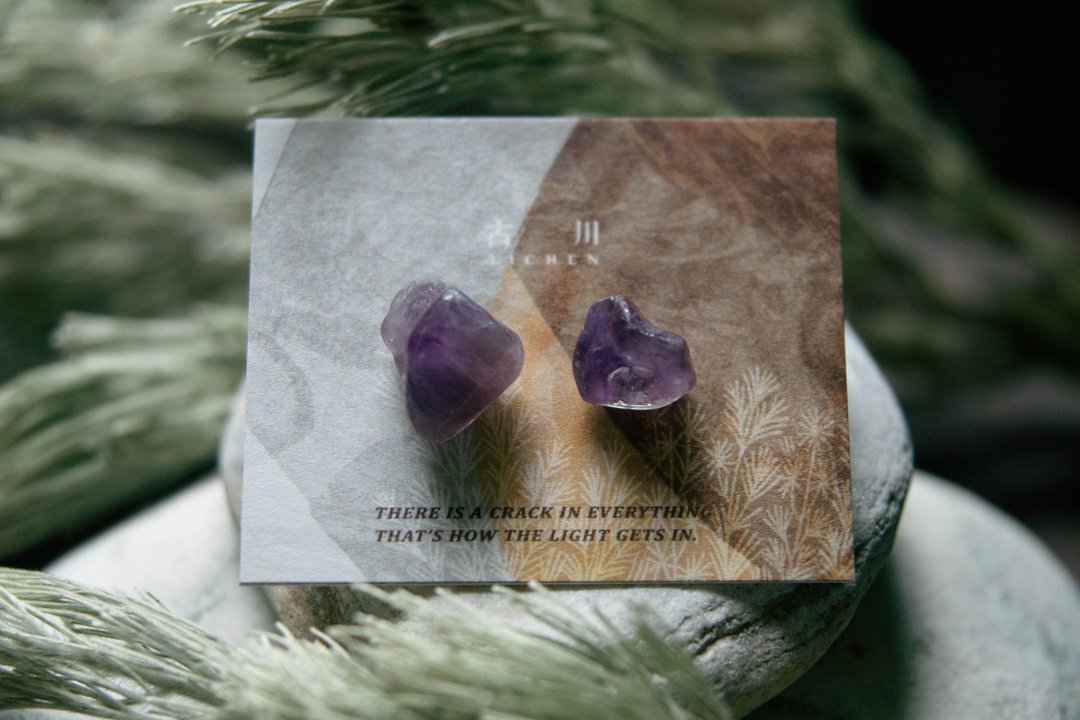 CRACK | 矿物系耳环 |  EARRINGS - 耳环/耳夹 - 水晶 紫色