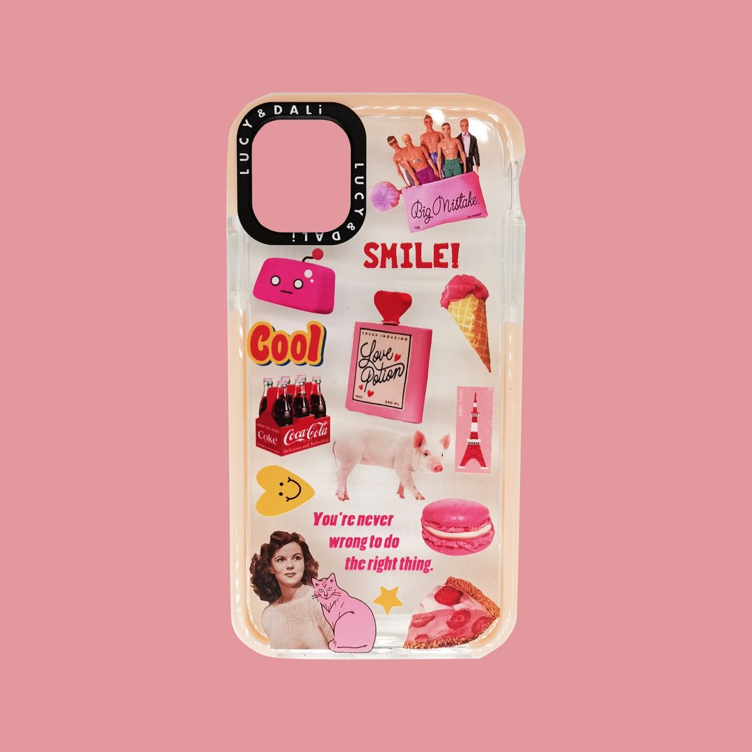 iphoneX苹果防摔手机壳 smile复古拼贴画 iPhone 14 13 12 pro - 手机壳/手机套 - 其他材质 多色