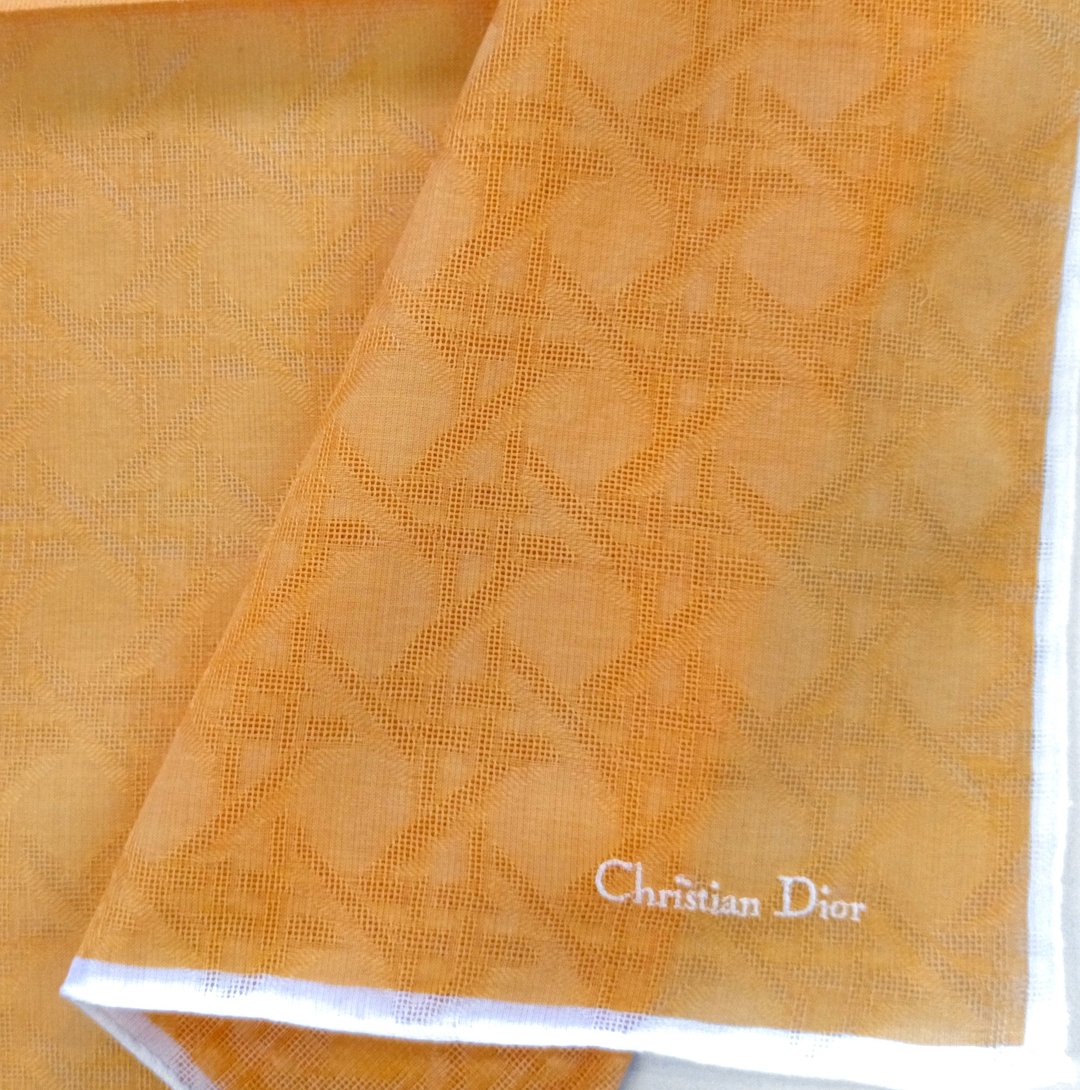 Christian Dior 复古手帕 口袋巾 橘色 20.5 x 20.5 英寸 - 丝巾 - 棉 橘色