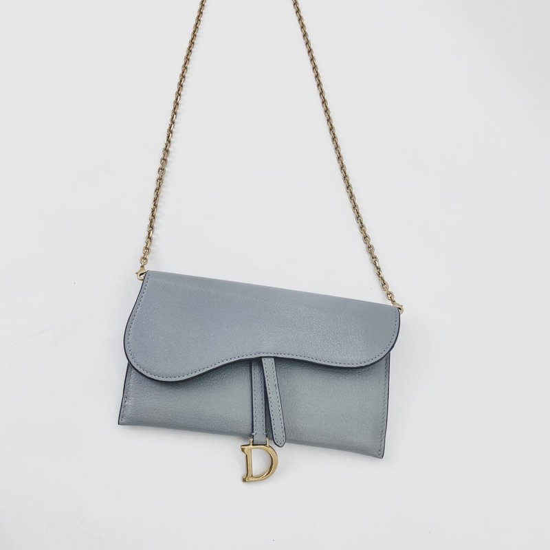 Dior Saddle WOC 莫兰迪灰链条包附零钱包 超值近全新 - 侧背包/斜挎包 - 真皮 灰色