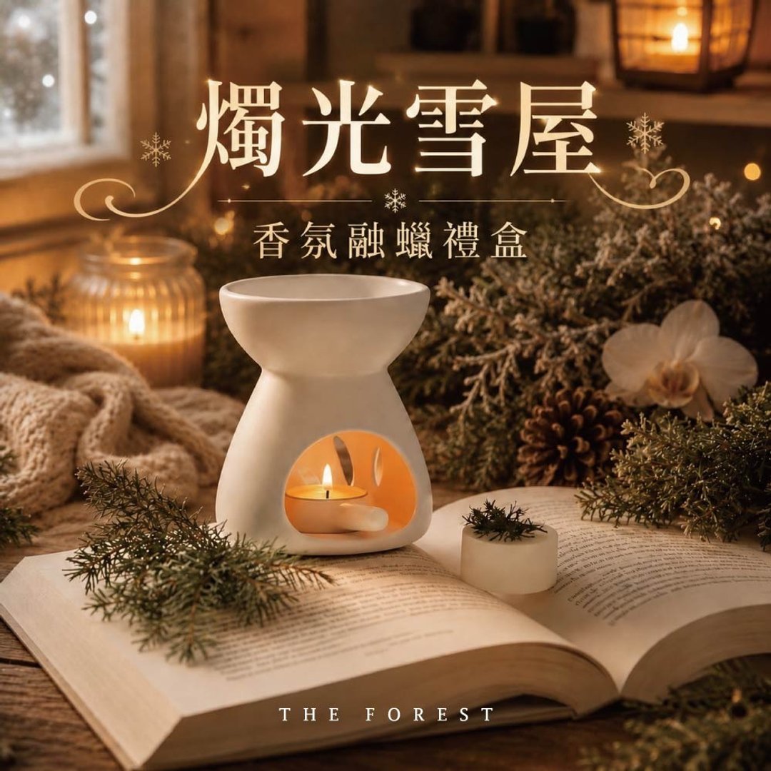 烛光雪屋香氛融蜡礼盒 | 香氛蜡块 4 入 + 融蜡灯 | 冬日木质香氛 - 蜡烛/烛台 - 蜡 多色