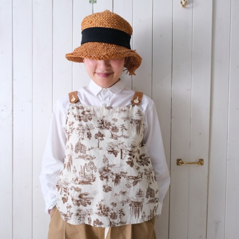 棉质府绸上衣 风景印花 棕色 - 女装背心 - 棉．麻 