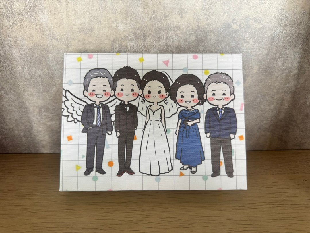 亲人用翅膀出席婚礼 Q版定制无框画 结婚纪念 翅膀造型温柔守护 - 摆饰 - 其他材质 咖啡色