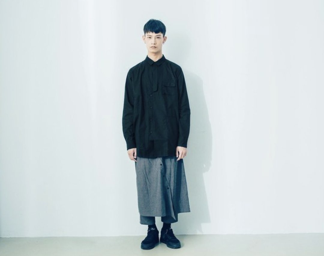 光.缺口特殊裙裤  (黑/灰) Organic Cotton & Recycle - 中性裤装 - 棉 灰色