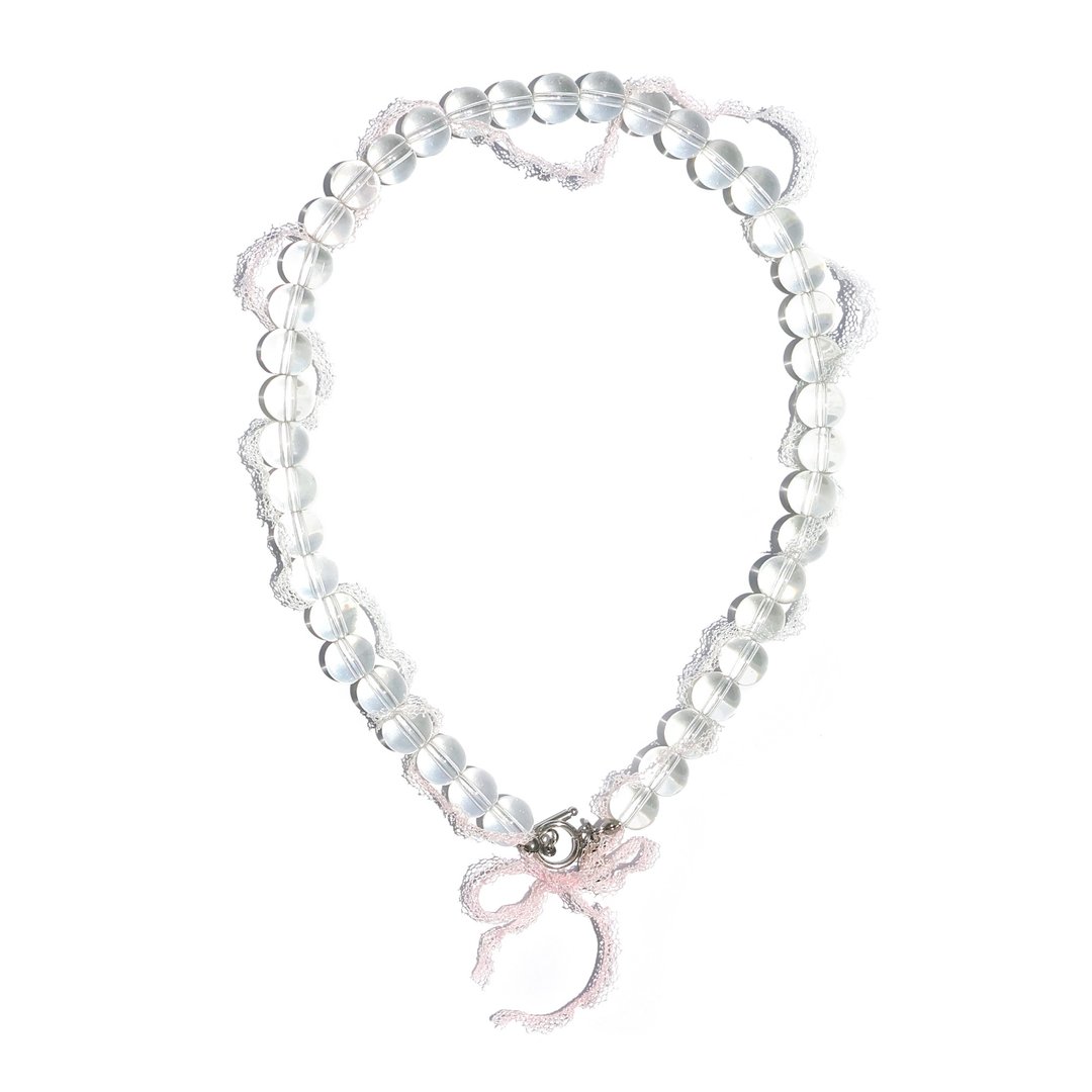 KDNP Lace Bubble Necklace_Pink - 项链 - 其他材质 粉红色