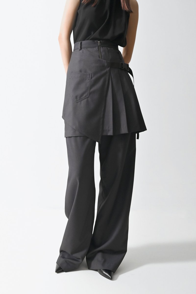 Shan Yong 围裹式局部车褶短裙(两色) - 裙子 - 棉．麻 