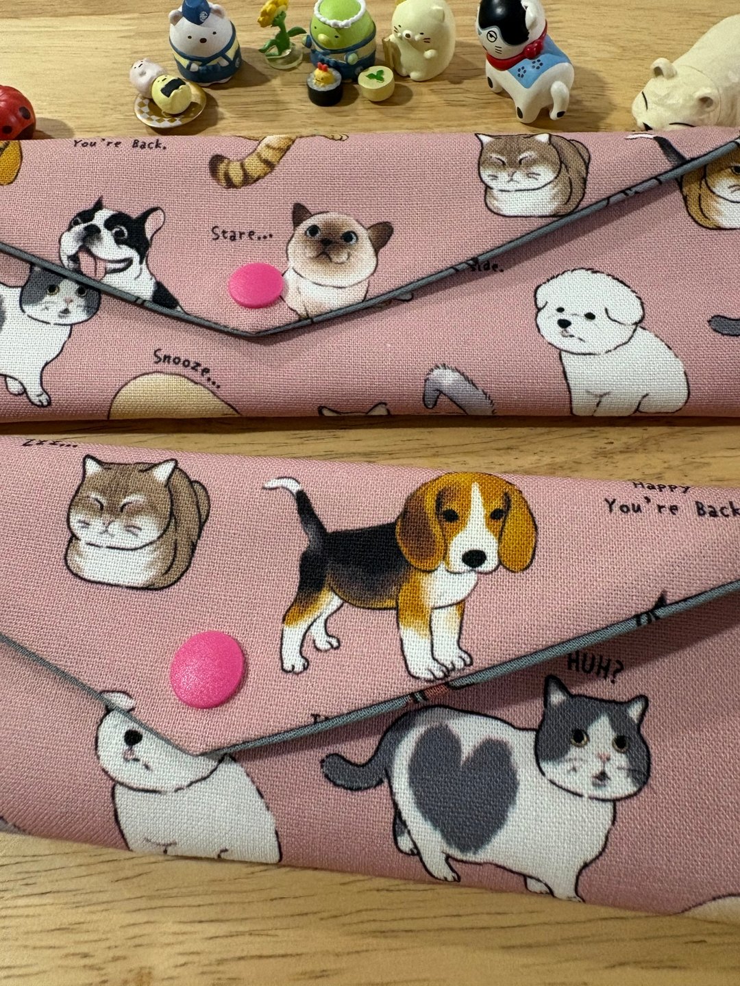 文青风环保纯棉筷袋 猫狗一家亲  棉麻 气质粉 可爱小象   厚实手 - 收纳用品 - 棉 粉红色