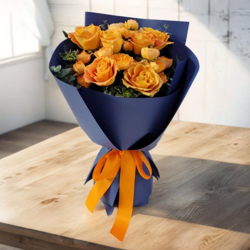 甜蜜花束 (金橙玫块及其他衬花) (GF00324) - 植栽/盆栽 - 植物．花 