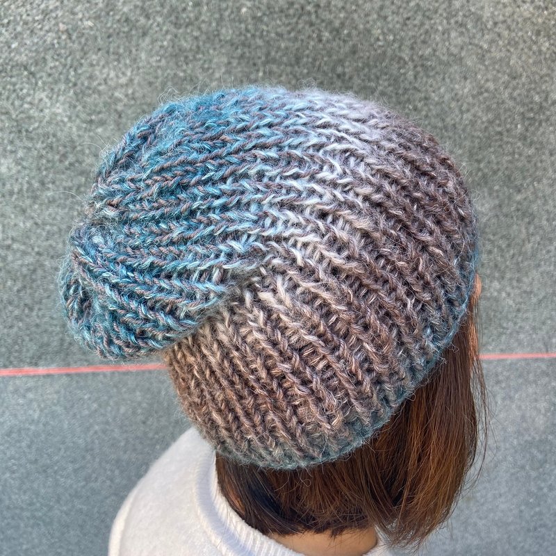 纯手工手织毛帽 - 安格斯山羊毛/羊毛 渐层 共有三色 - 帽子 - 羊毛 多色