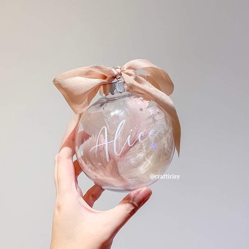 英文书法 定制化 圣诞球 干燥粉红 吊饰 - 摆饰 - 塑料 粉红色