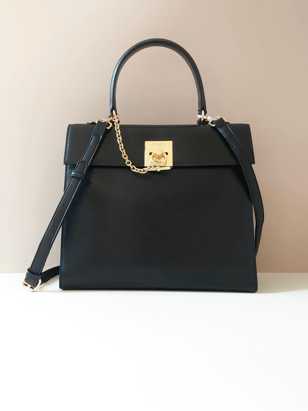 【特选货品】中古二手 Celine 黑色金凯莉皮革斜背侧孭背单肩手提包 - 侧背包/斜挎包 - 真皮 黑色