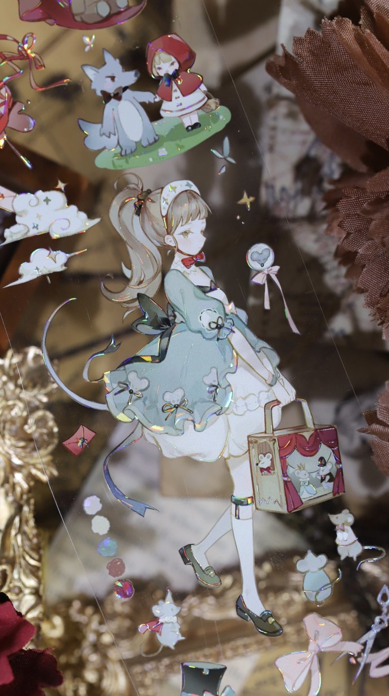 玩偶之家 魔法少女集 PET 紙膠帶 貝殼光 10米卷 - 纸胶带 - 塑料 多色