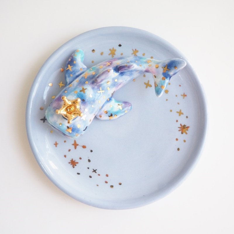 星空小鲸鲨小盘 - 浅碟/小碟子 - 瓷 蓝色