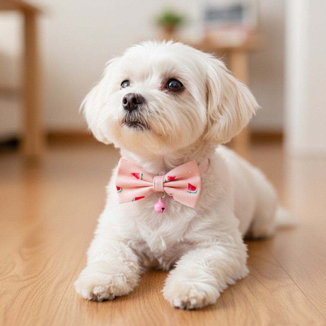 西瓜款 蝴蝶结宠物装饰项圈 猫咪 小型犬 迷你犬 - 项圈/牵绳 - 棉 粉红色