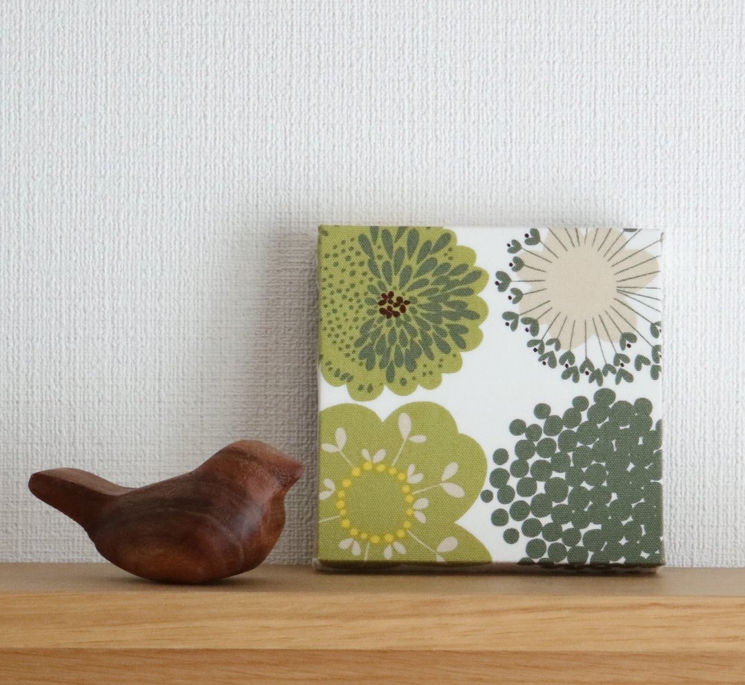 12x12cm Fabric Panel [Green Flower] - 墙贴/壁贴 - 棉 绿色