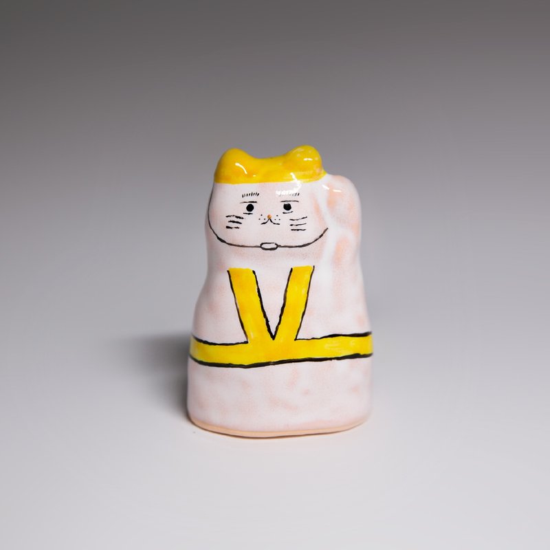 街头开运招财猫-做工的人(黄) - 摆饰 - 陶 白色