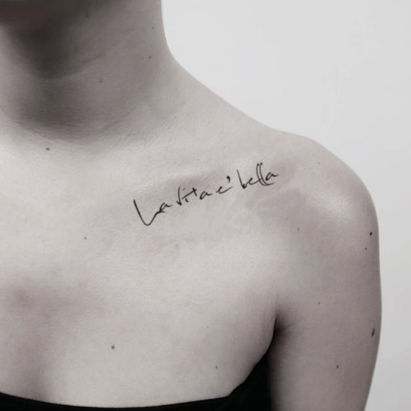 OhMyTat 意大利文美好生活 La Vita e' Bella 刺青纹身贴纸 (2张) - 纹身贴 - 纸 黑色