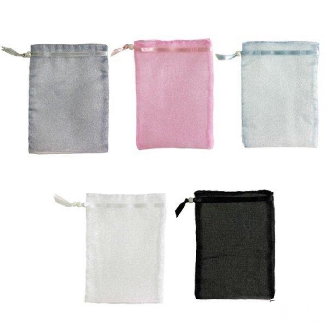Organza pouch drawstring L size 100 pieces OEM possible 5color - 收纳用品 - 聚酯纤维 白色