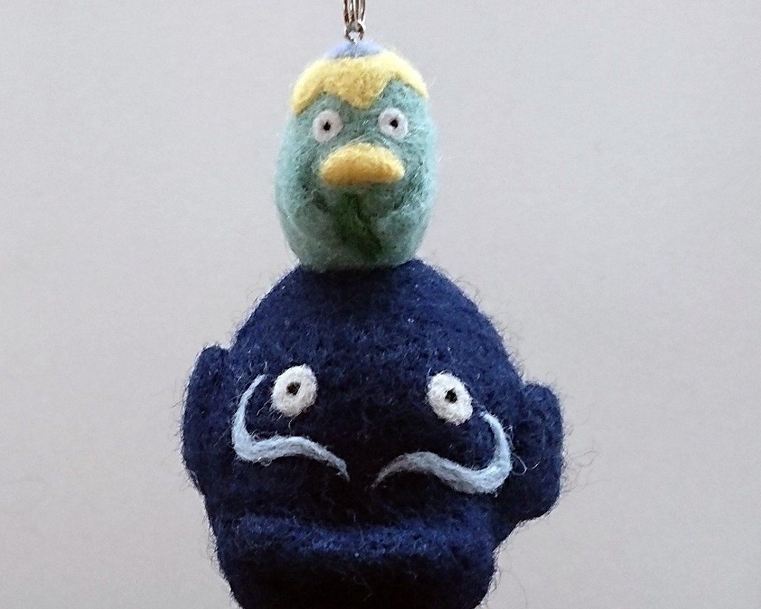 Kappa-kun bag charm on a catfish - 挂绳/吊绳 - 羊毛 蓝色