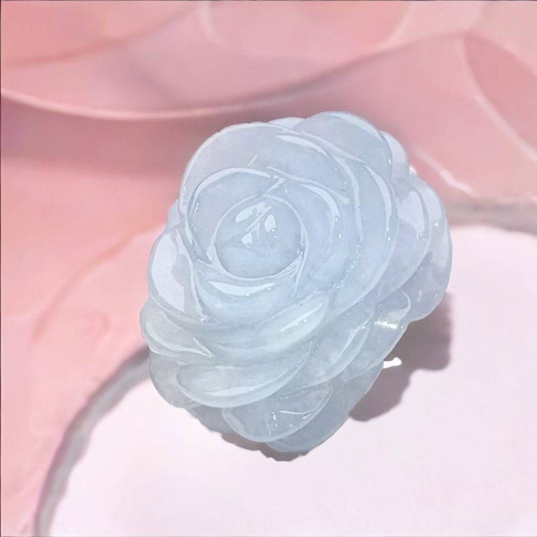 冰种紫罗兰翡翠牡丹花 | 天然缅甸玉A货翡翠 | 送礼 - 项链 - 玉石 紫色