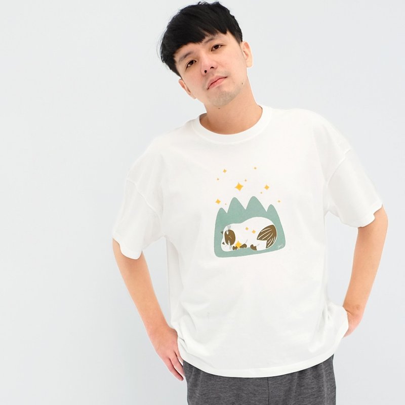星星都是我的 - 宽版中性tshirt 暹罗猫 - 男装上衣/T 恤 - 棉．麻 白色