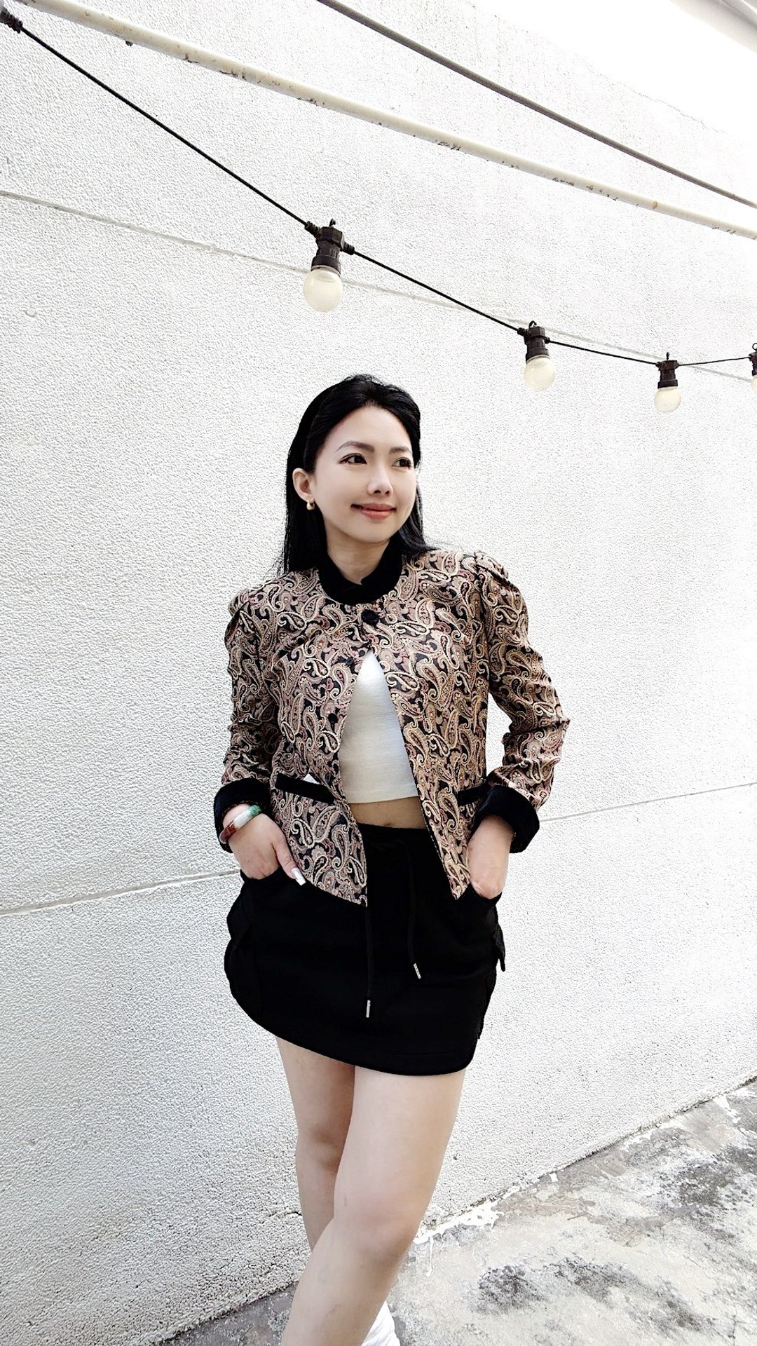 巴洛克提花小立领x纯黑金丝绒 澎袖西装小香风外套 - 女装休闲/机能外套 - 棉 多色