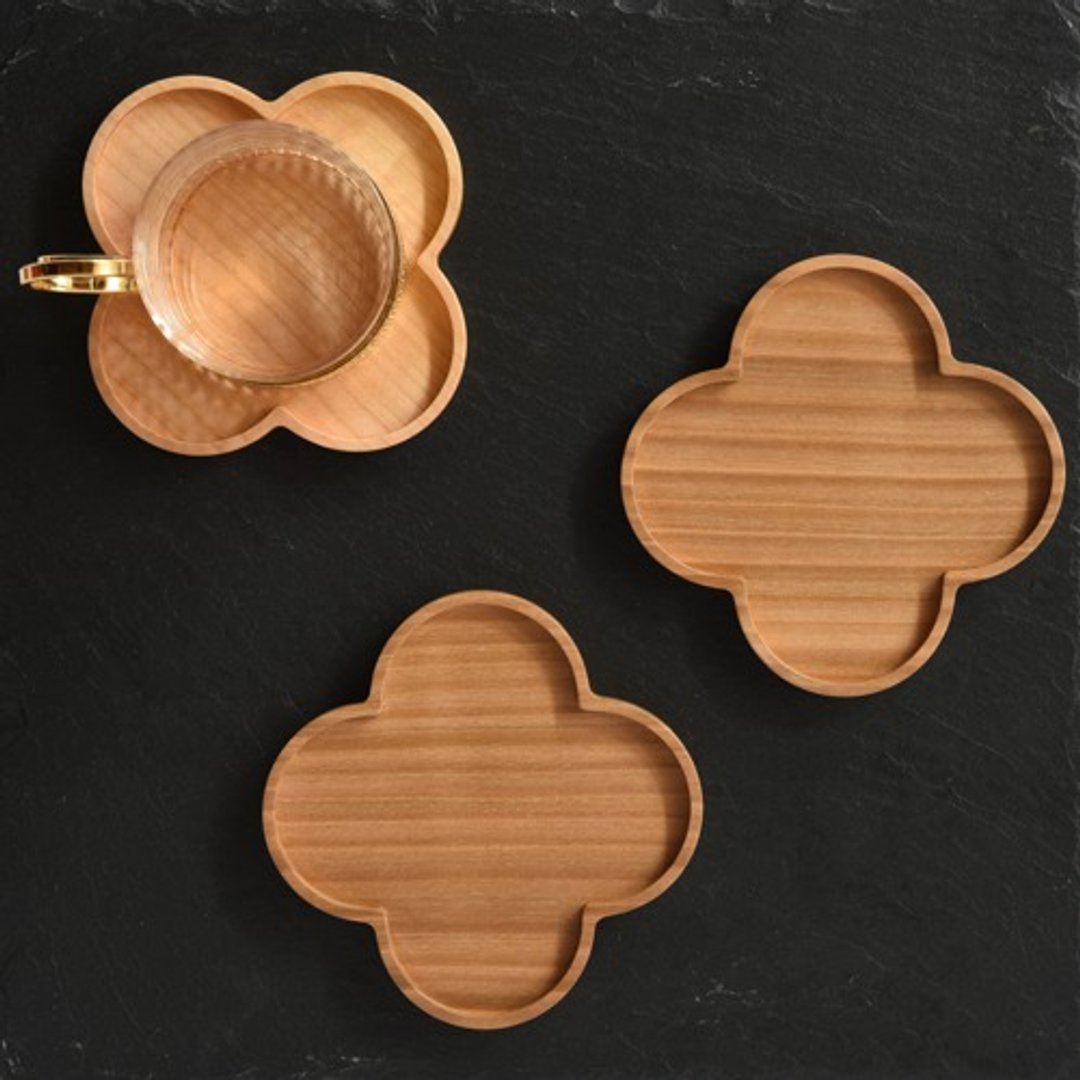 Cherry blossom coasters, pack of 2 - 杯垫 - 木头 咖啡色