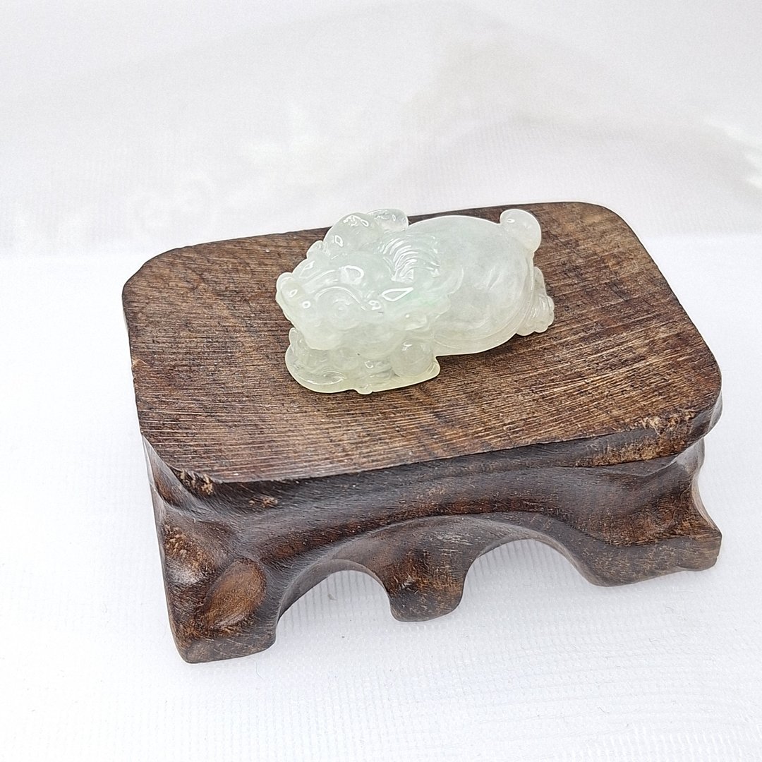 冰润晴水料手工雕刻龙龟吊坠 |天然缅甸玉A货翡翠 - 项链 - 玉石 