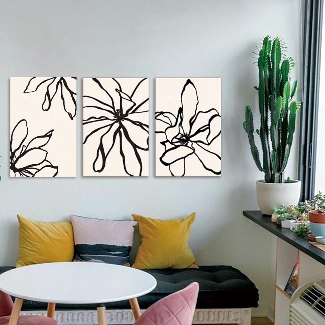 合成板长方形植物无框画 黑线条花卉 第(1)~(3)款 挂画 装饰画 - 海报/装饰画/版画 - 其他材质 黑色
