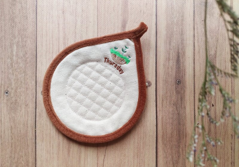 日子杯垫-Thursday 星期四 - 杯垫 - 棉．麻 绿色