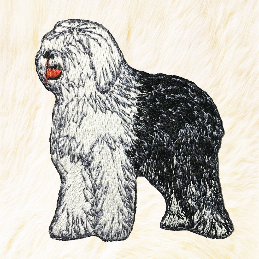 Old English Sheepdog Dog Iron on Patch Buy 3 Get 1 Free - 编织/刺绣/羊毛毡/裁缝 - 绣线 白色