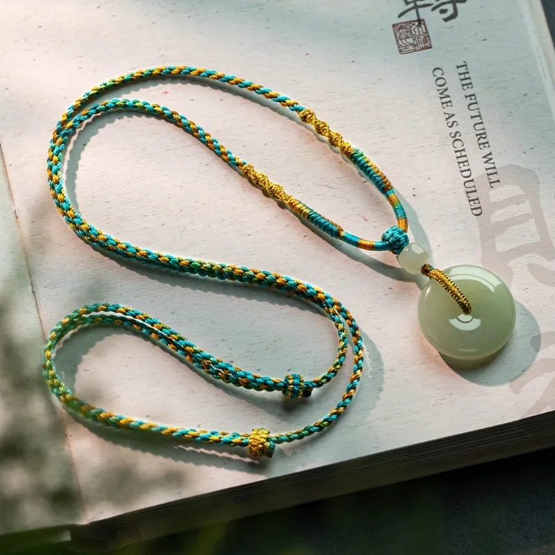 天然和田玉平安扣吊坠项链 - 项链 - 玉石 白色