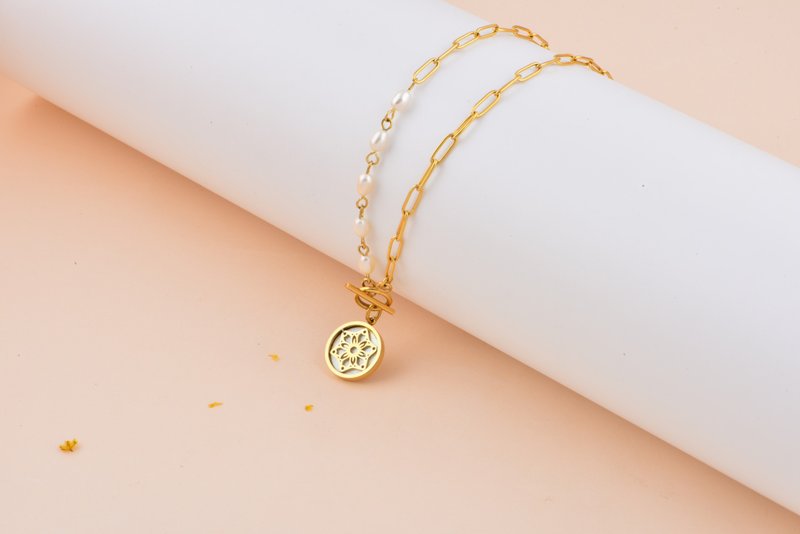 设计师小美系列 | 大卫之花珍珠颈链 - 项链 - 不锈钢 