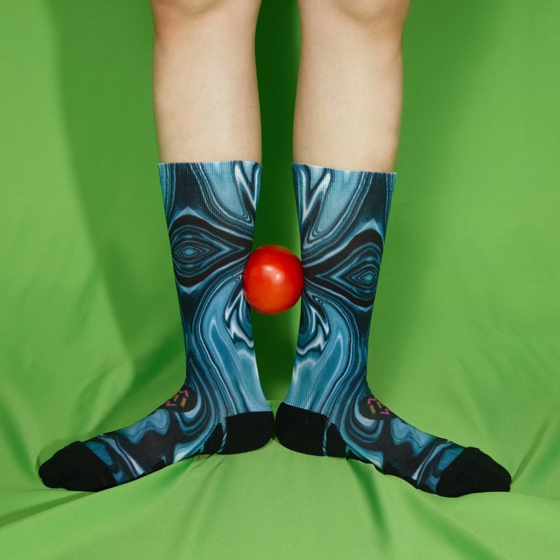 LIFEBEAT x MAO.MAO STUDIO联名男女潮流印花运动袜 - 袜子 - 聚酯纤维 蓝色