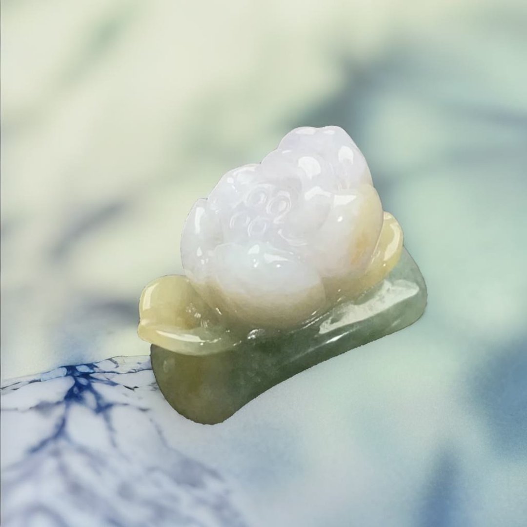 冰糯三彩翡翠荷花手牌 | 天然缅甸玉翡翠A货 | 送礼 - 金工/饰品 - 玉石 绿色