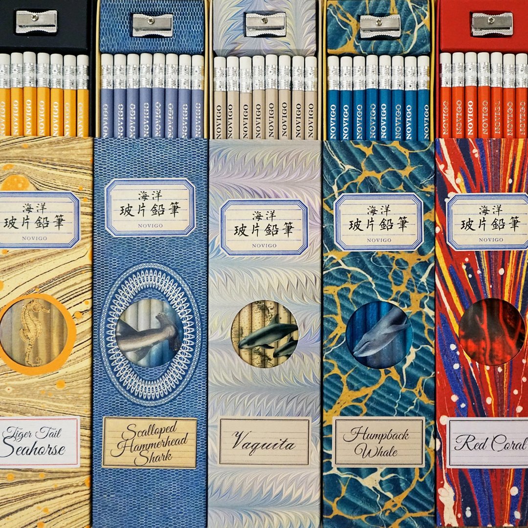 海洋玻片铅笔　附书签、削铅笔器 - 铅笔/自动铅笔 - 木头 蓝色
