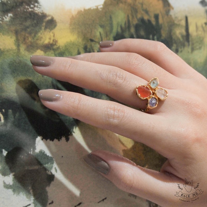 Flower Ring - 戒指 - 半宝石 银色