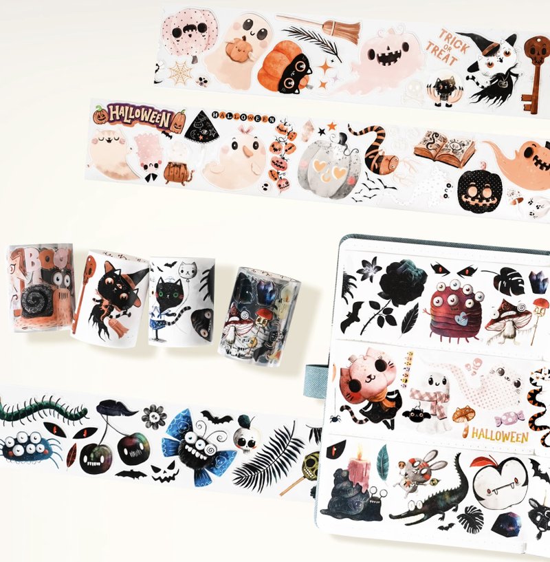 鬼怪派对 精灵舞会 PET 和纸胶带 5米卷 - 纸胶带 - 纸 多色