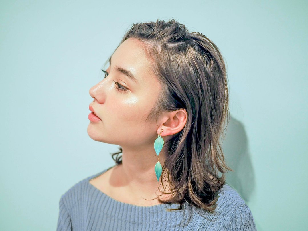 Green Leaf Earrings, Dainty 14k Gold Fill, GL01 - 耳环/耳夹 - 其他材质 绿色