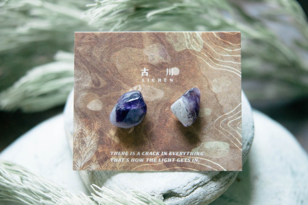 CRACK | 矿物系耳环 |  EARRINGS - 耳环/耳夹 - 玉石 紫色