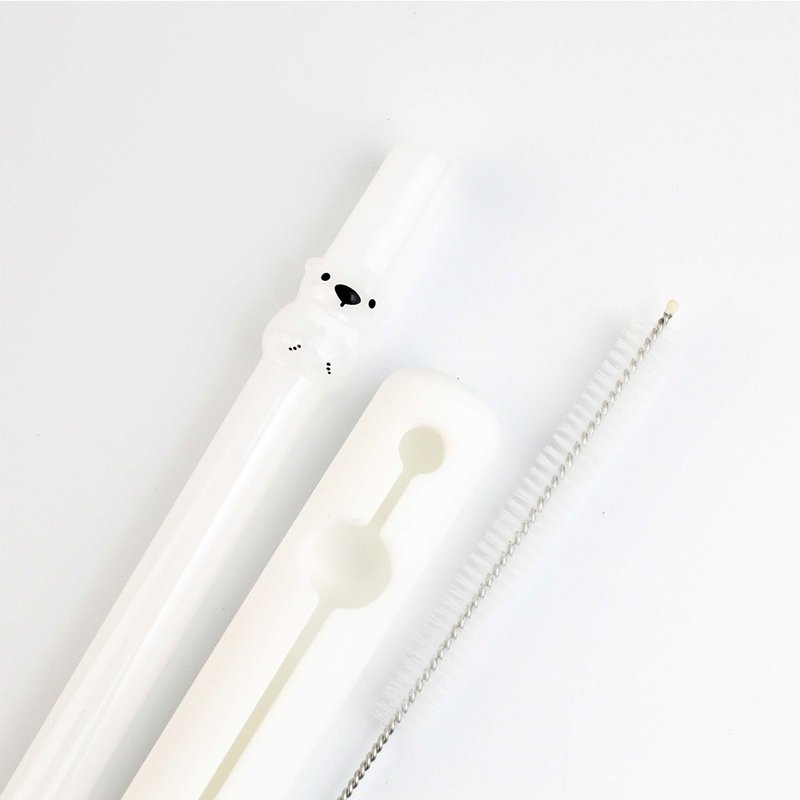 北极熊造型玻璃吸管组 - 环保吸管 - 玻璃 白色