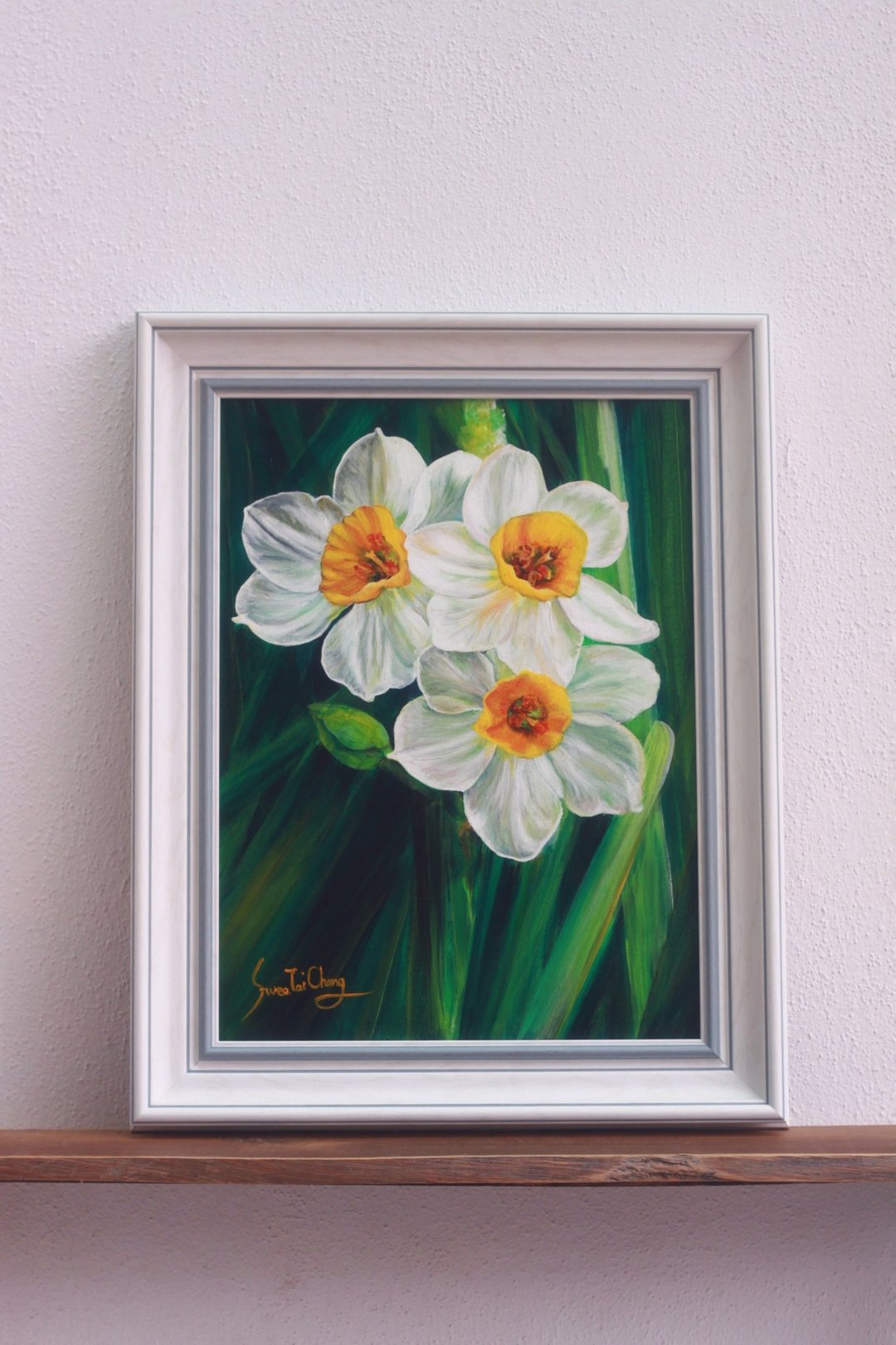 【仙静】水仙丙烯画原作 | 春节喜庆花卉挂画 | 大厅玄关书房招福 - 海报/装饰画/版画 - 棉 