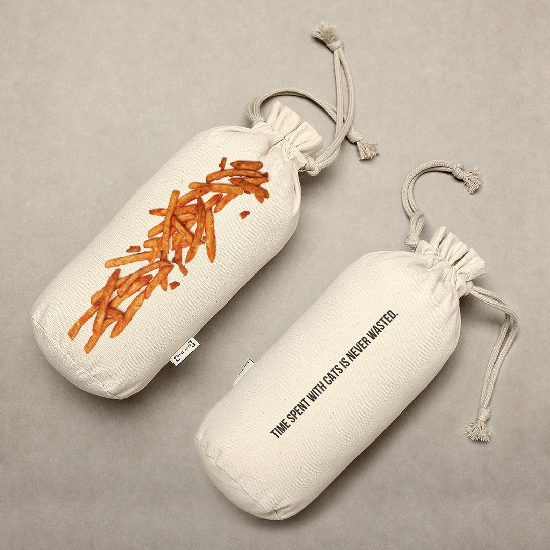 毛孩用品 猫草包 逗猫 宠物 玩具 猫抱枕 -爱吃薯条 (正反面图) - 玩具 - 棉 