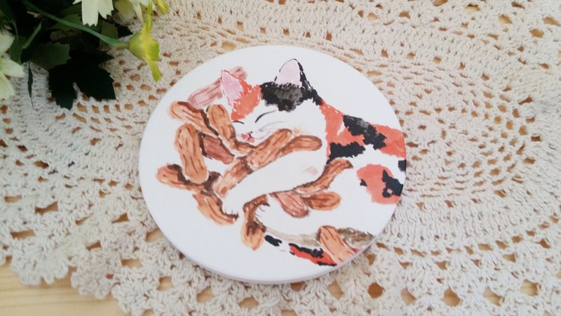 莺歌陶瓷吸水杯垫－小农合作系列。好事花生招来财宝 - 杯垫 - 陶 多色